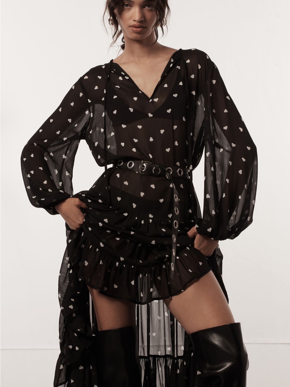 Maeve sheer Ditsy Heart Kaftan